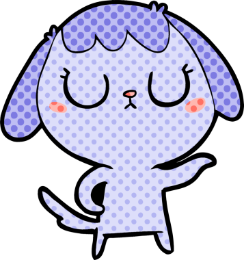 Bir insan tarafından çizilmiş şirin bir çizgi film köpeği.