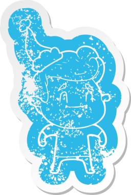 Mutlu çizgi film, Noel Baba şapkası takan bir adamın insan tarafından çizilmiş sıkıntılı çıkartması.