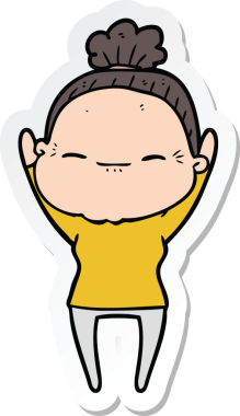 Bir insan tarafından çizilmiş barışçıl yaşlı bir kadının çıkartması.