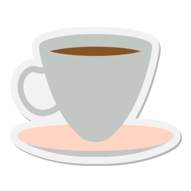 Bir insan tarafından çizilmiş kahve fincanı ve tabak etiketi.