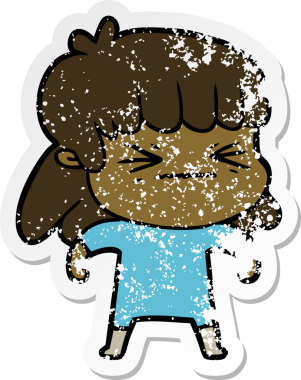 Bir insan tarafından çizilmiş karikatür bir kadının sıkıntılı çıkartması.