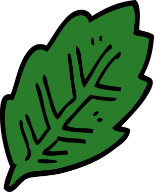 Bir insan tarafından çizilmiş karalama ağacı yaprağı.