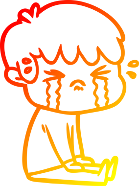 Bir insan tarafından çizilmiş, ağlayan bir çizgi film çocuğu çizimi.