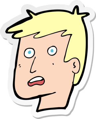 Bir insan tarafından çizilmiş mutsuz bir karikatür çıkartması.