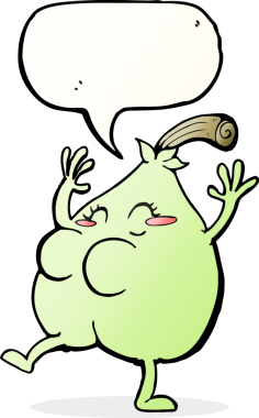 Bir insan tarafından çizilmiş güzel bir armut karikatürü.