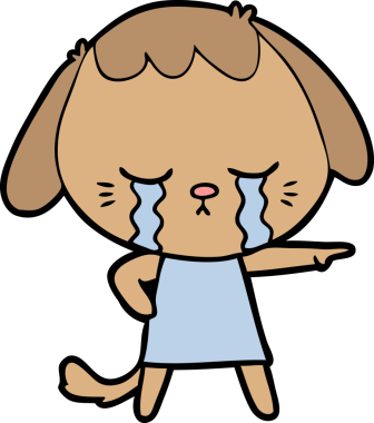 Bir insan tarafından çizilmiş ağlayan bir köpek.