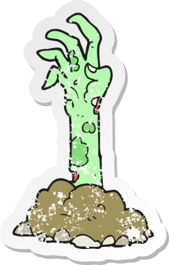 Bir insan tarafından çizilmiş, karikatür zombi elinin gerilimli yapıştırması.