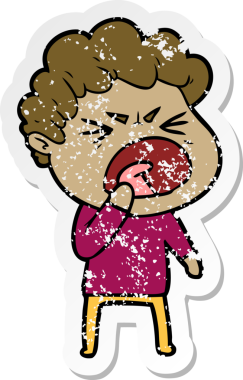 Bir insan tarafından çizilmiş öfkeli bir adamın sıkıntılı çıkartması.