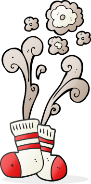 Bir insan tarafından çizilmiş el yapımı kokuşmuş eski çoraplar.