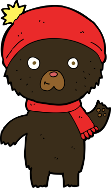 Bir insan tarafından çizilmiş siyah ayı sallayan çizgi film.