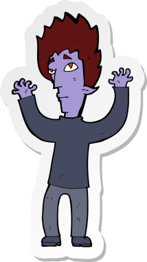 Bir insan tarafından çizilmiş bir vampirin çıkartması.