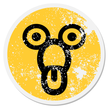 Bir insan tarafından çizilmiş şok olmuş yüz dairesel çıkartması.