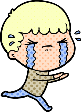 Bir insan tarafından çizilmiş ağlayan çizgi film adamı.