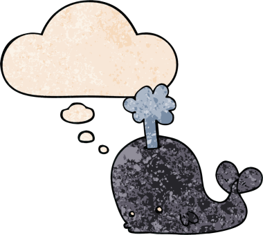 Bir insan tarafından çizilmiş grunge desenli düşünce balinası.