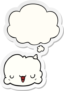 Düşünce baloncuklu şirin çizgi film bulutu insan tarafından çizilmiş bir çıkartma gibi.