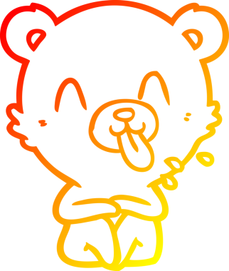 Bir insanın çizdiği dilden çıkan kaba bir kutup ayısının sıcak çizgi çizimi.