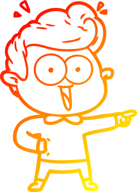 Bir insan tarafından çizilmiş, heyecanlı bir çizgi film çizimi.