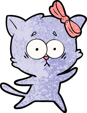 Bir insan tarafından çizilmiş çizgi film kedisi.