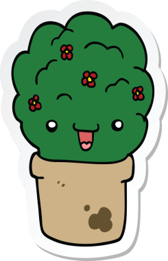 Bir insan tarafından çizilmiş bir karikatür çalı çıkartması.