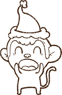 Bir insan tarafından çizilen neşeli maymun kömürü çizimi