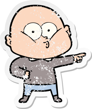 Bir insan tarafından çizilmiş kel bir adamın sıkıntılı çıkartması.