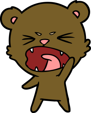 Bir insan tarafından çizilmiş kızgın çizgi film ayısı.