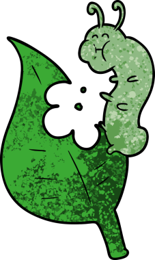 Bir insan tarafından çizilmiş tırtıl yaprağı.