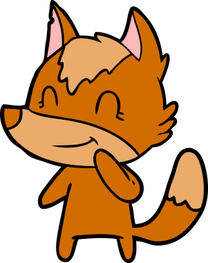 Bir insan tarafından çizilmiş tilki çizgi film karakteri