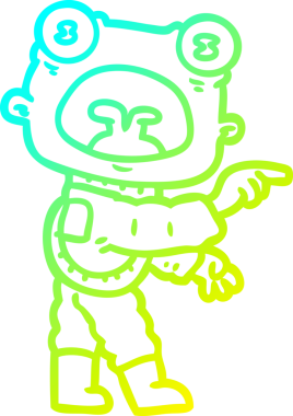 Bir insan tarafından çizilen garip uzaylı çizgi filminin soğuk gradyanı.