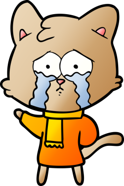 Bir insan tarafından çizilmiş ağlayan kedi çizgi filmi.