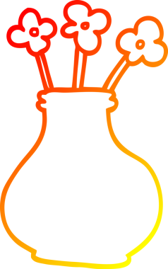 Bir insan tarafından çizilmiş çiçekli bir vazo çizimi.