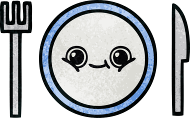 Bir insan tarafından çizilmiş yemek tabağının retro grunge deseni.