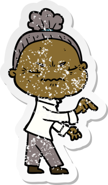 Bir insan tarafından çizilmiş, sıkıntılı bir karikatür çıkartması.