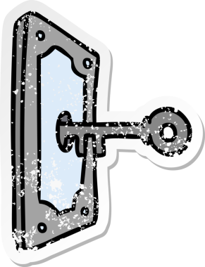 Bir insan tarafından çizilmiş bir kapı kolunun çizilmiş karikatür yapıştırması.