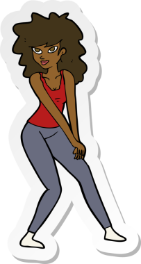 Bir insan tarafından çizilmiş bir karikatür kadının çıkartması.