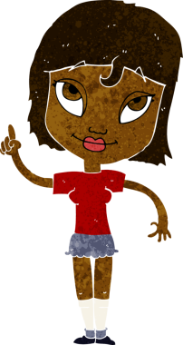 Bir insan tarafından çizilmiş bir fikri olan karikatür kadın.