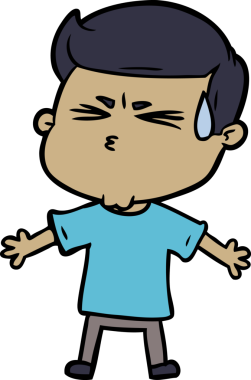 Bir insan tarafından çizilmiş terleyen çizgi film adamı.