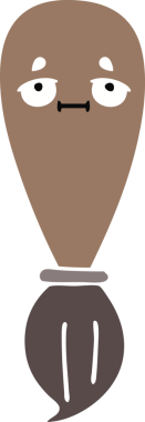 Bir insan tarafından çizilmiş bir boya fırçasının düz renk retro karikatürü