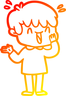 Bir insan tarafından çizilmiş gülen bir çizgi film karakteri çizimi