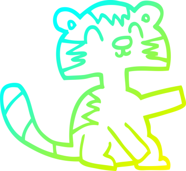 Bir insan tarafından çizilen mutlu çizgi bir kedinin soğuk gradyan çizimi