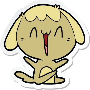 Bir insan tarafından çizilmiş şirin bir köpeğin çıkartması.