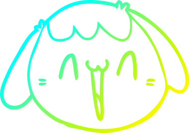 Bir insan tarafından çizilmiş bir karikatür köpek yüzü çizimi.