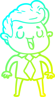 Bir insan tarafından çizilmiş mutlu bir çizgi film karakteri çizimi.