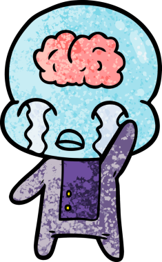 Bir insan tarafından çizilmiş koca beyinli bir uzaylı ağlaması.