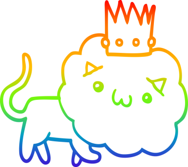 Gökkuşağı gradyan çizgi çizimi Bir insan tarafından çizilmiş taç ile bir çizgi aslan