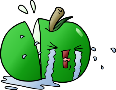 bir insan tarafından çizilmiş bir elma ağlaması.
