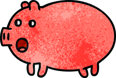 Bir insan tarafından çizilmiş bir domuzun retro grunge dokusu.