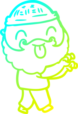 Soğuk gradyan çizgisi, sakallı bir adamın bir insan tarafından çizilmiş dili.