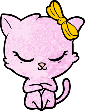 Bir insan tarafından çizilmiş sevimli çizgi film kedisi.