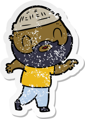 Bir insan tarafından çizilmiş sakallı bir adamın sıkıntılı çıkartması.